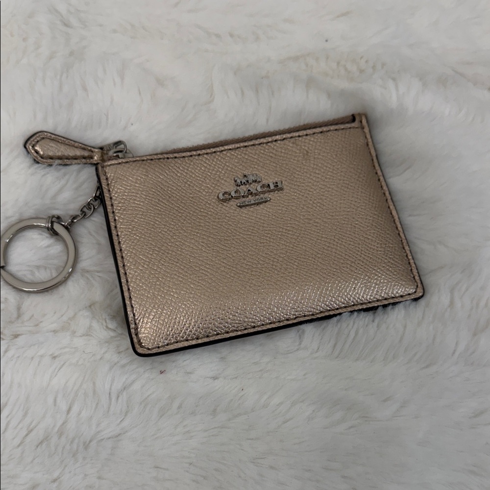 Coach Pebbled Leather Keychain ID Wallet
